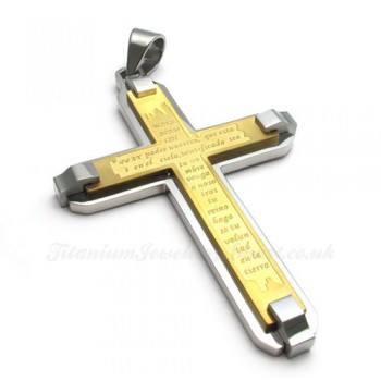 Scripture Titanium Cross Pendant Necklace (Free Chain)