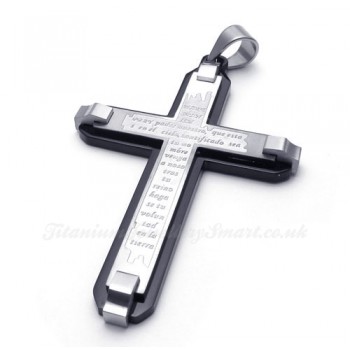 Scripture Titanium Cross Pendant Necklace (Free Chain)