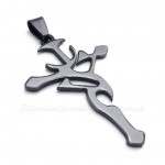 Flame Shaped Titanium Cross Pendant Necklace (Free Chain)