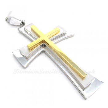 Three Titanium Cross Pendant Necklace (Free Chain)