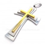 Three Titanium Cross Pendant Necklace (Free Chain)