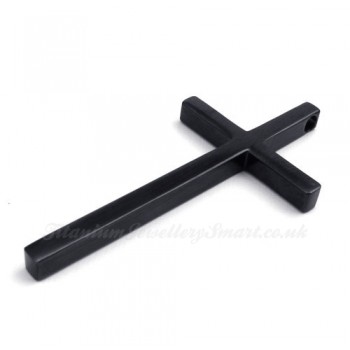 Simple Titanium Cross Pendant Necklace In Black Color (Free Chain)