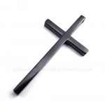 Simple Titanium Cross Pendant Necklace In Black Color (Free Chain)