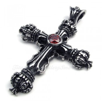 Imperial Crown Titanium Cross Pendant Necklace (Free Chain)