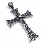 Flower Titanium Cross Pendant Necklace (Free Chain)