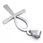 Simple Titanium Tau Cross Pendant Necklace (Free Chain)