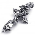 Dragon Titanium Cross Pendant Necklace (Free Chain)