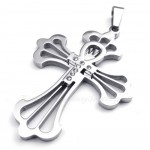 Flower Titanium Cross Pendant Necklace (Free Chain)