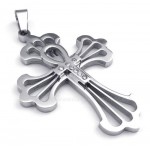 Flower Titanium Cross Pendant Necklace (Free Chain)