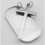 English Scripture Cards Titanium Cross Pendant Necklace (Free Chain)