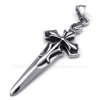 Sword Titanium Cross Pendant Necklace (Free Chain)