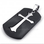 Black Cards Titanium Silver Cross Pendant Necklace (Free Chain)