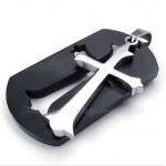 Black Cards Titanium Silver Cross Pendant Necklace (Free Chain)