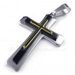 Three Tier Titanium Cross Pendant Necklace (Free Chain)