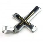 Three Tier Titanium Cross Pendant Necklace (Free Chain)