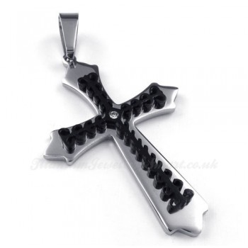 Black Titanium Cross Pendant Necklace (Free Chain)