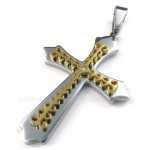 Gold Titanium Cross Pendant Necklace (Free Chain)