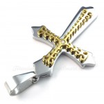 Gold Titanium Cross Pendant Necklace (Free Chain)