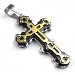 Titanium Gold Black Cross Pendant Necklace (Free Chain)