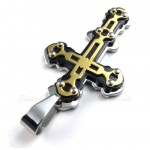 Titanium Gold Black Cross Pendant Necklace (Free Chain)