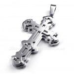 Mens Exquisite Silver Titanium Cross Pendant Necklace (Free Chain)