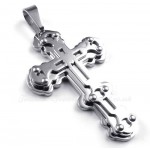 Mens Exquisite Silver Titanium Cross Pendant Necklace (Free Chain)