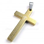 Scripture Titanium Gold Cross Pendant Necklace (Free Chain)