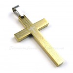 Scripture Titanium Gold Cross Pendant Necklace (Free Chain)
