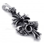 Titanium Skull Cross Pendant Necklace (Free Chain)