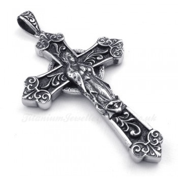 Our Lady Titanium Cross Pendant Necklace (Free Chain)