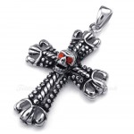 Titanium Cross Pendant Necklace Adorned With Skull (Free Chain)