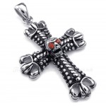 Titanium Cross Pendant Necklace Adorned With Skull (Free Chain)