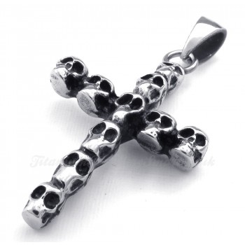 Titanium Skull Cross Pendant Necklace (Free Chain)