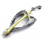 Wings Titanium Gold Cross Pendant Necklace (Free Chain)