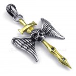 Gold Sword Titanium Skull Cross Pendant Necklace (Free Chain)