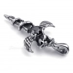 Black Zircon Sword Wings Titanium Cross Pendant Necklace (Free Chain)