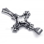 White Zircon Titanium Cross Pendant Necklace (Free Chain)