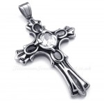 White Zircon Titanium Cross Pendant Necklace (Free Chain)