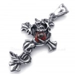 Dragon Red Bead Titanium Cross Pendant Necklace (Free Chain)