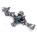 Dragon Blue Bead Titanium Cross Pendant Necklace (Free Chain)