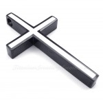 Simple Black White Titanium Cross Pendant Necklace (Free Chain)