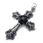 Black Zircon Cross Titanium Pendant Necklace (Free Chain)