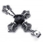 Black Zircon Cross Titanium Pendant Necklace (Free Chain)