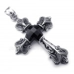 Black Zircon Cross Titanium Pendant Necklace (Free Chain)