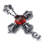 Titanium Red Zircon Cross Pendant Necklace (Free Chain)