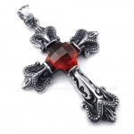 Titanium Red Zircon Cross Pendant Necklace (Free Chain)