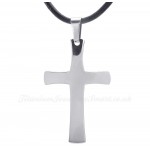Silver Color Titanium Cross Pendant Necklace (Free Chain)