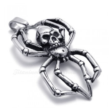 Titanium Skull Spider Pendant Necklace (Free Chain)