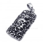 Rose Skull Cards Shaped Titanium Pendant Necklace (Free Chain)
