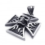 Skull Titanium Cross Pendant Necklace (Free Chain)